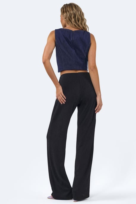 Hochtaillierte gerade Crepe-Hosen mit Schlitz - Image 3