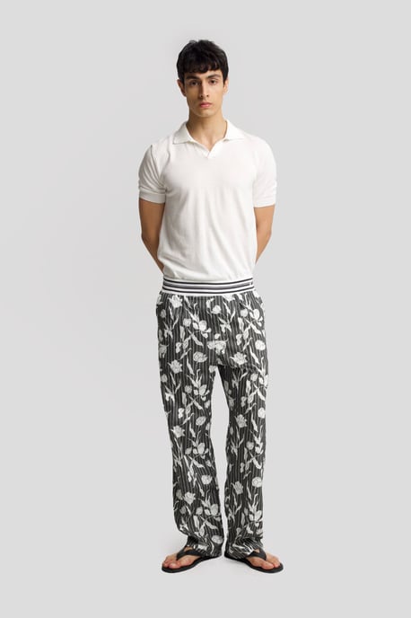 Herren Baumwoll Blumenmuster Strickhose - Image 2
