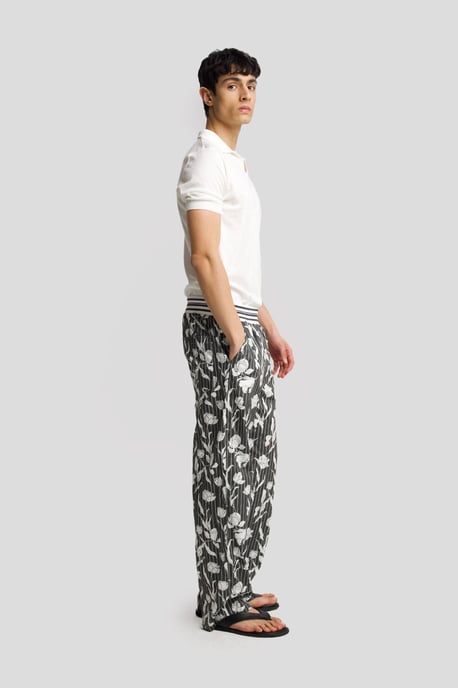 Herren Baumwoll Blumenmuster Strickhose - Image 4