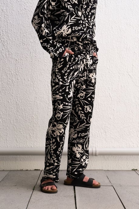 Herren Baumwoll Blumenmuster Strickhose - Image 1