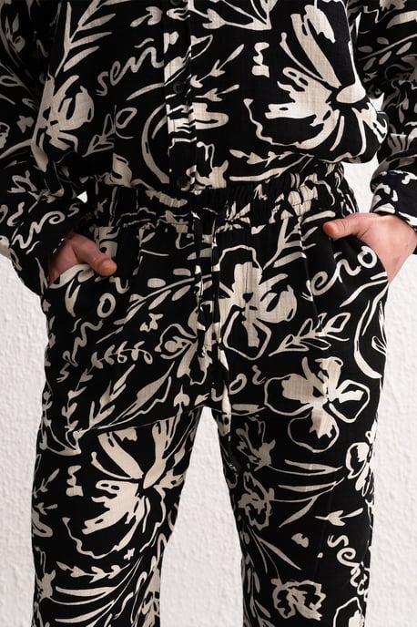 Herren Baumwoll Blumenmuster Strickhose - Image 4