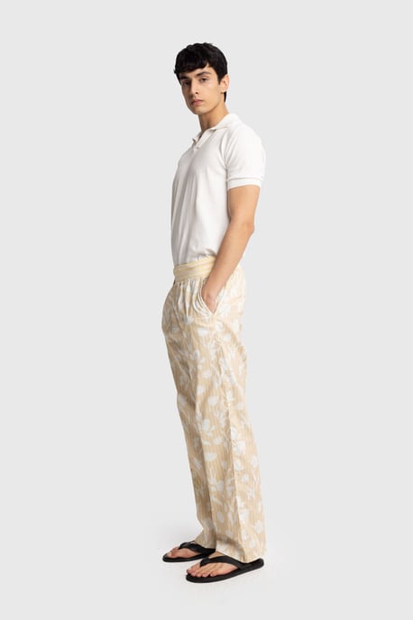 Herren Baumwoll Blumenmuster Strickhose - Image 4