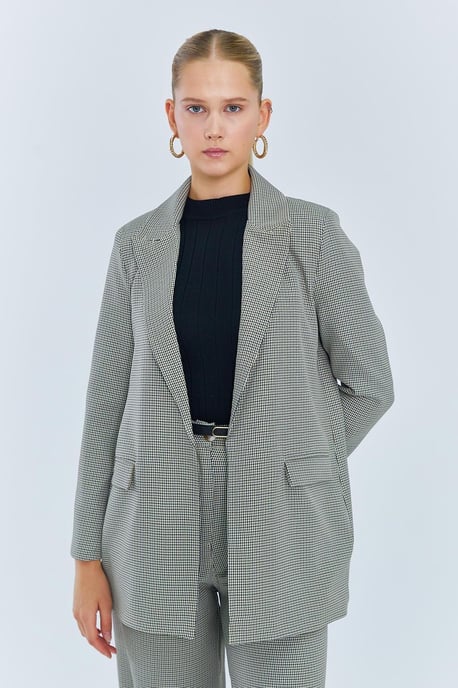 Langer Karo-Crêpe-Blazer - Image 3