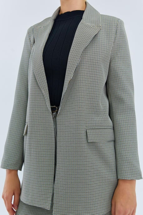 Langer Karo-Crêpe-Blazer - Image 4