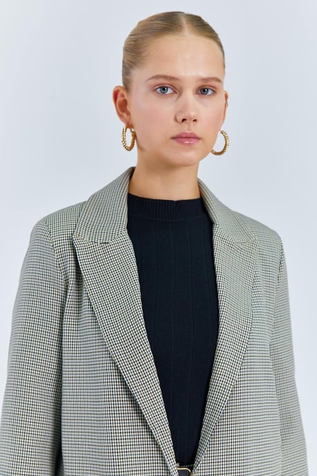 Langer Karo-Crêpe-Blazer - Image 5