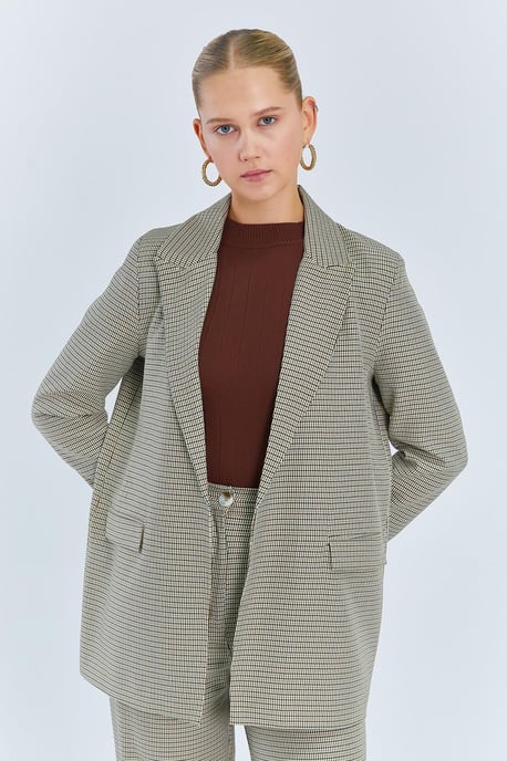Langer Karo-Crepe-Blazer - Image 3