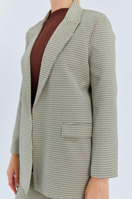 Langer Karo-Crepe-Blazer - Image 4