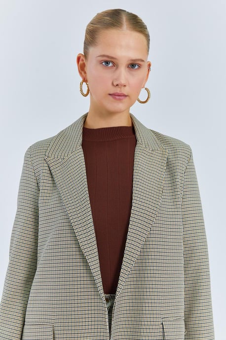 Langer Karo-Crepe-Blazer - Image 5