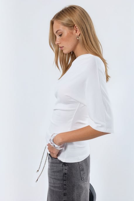 Damen Boot-Ausschnitt Kurzarm Strickbluse - Image 2