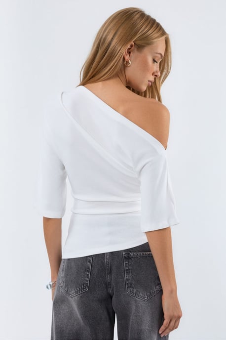 Damen Boot-Ausschnitt Kurzarm Strickbluse - Image 3