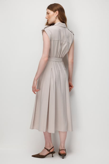 Texturiertes A-Linien-Midi-Hemdkleid mit Gürtel - Image 4