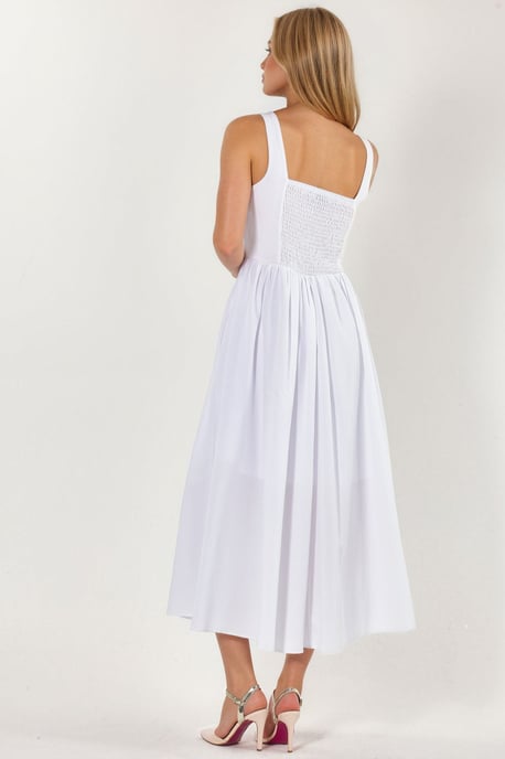 Midi-Kleid mit quadratischem Kragen und Knopfdetails - Image 2