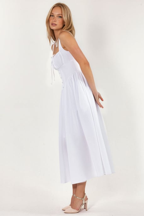 Midi-Kleid mit quadratischem Kragen und Knopfdetails - Image 3