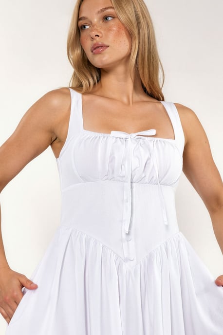 Midi-Kleid mit quadratischem Kragen und Knopfdetails - Image 4