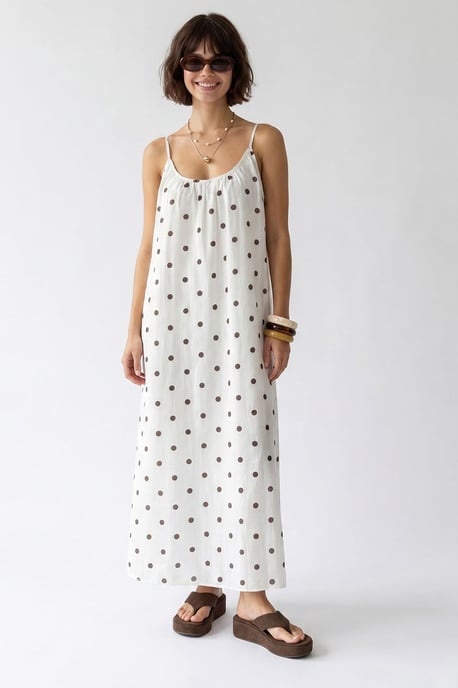 Punkted A-Linien-Maxikleid - Image 1