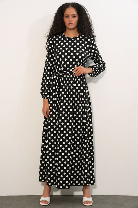 Floralcrew-Neck-Maxi-Strickkleid mit Schleifendetail - Image 1