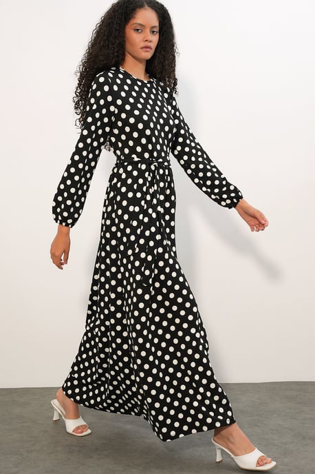 Floralcrew-Neck-Maxi-Strickkleid mit Schleifendetail - Image 4