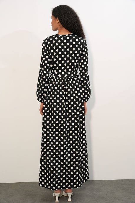 Floralcrew-Neck-Maxi-Strickkleid mit Schleifendetail - Image 6