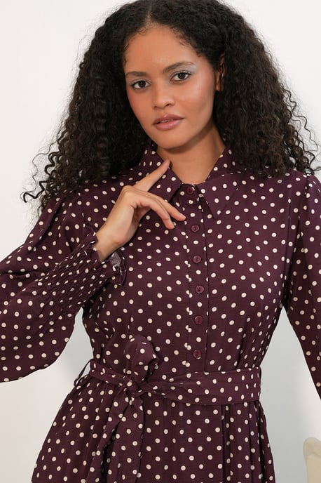 Paisley Gürtelt-Kleid Midi-Shirt - Image 3