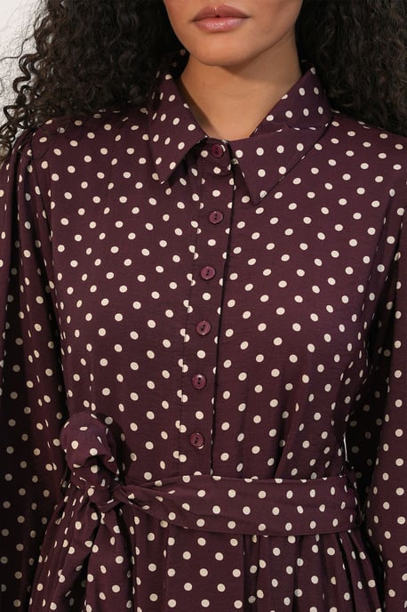 Paisley Gürtelt-Kleid Midi-Shirt - Image 5