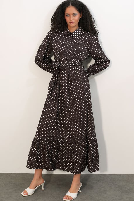 Paisley Gürtelt-Kleid Midi-Shirt - Image 4