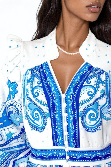 V-Ausschnitt Paisley Maxi-Kleid mit Schlitz - Image 4
