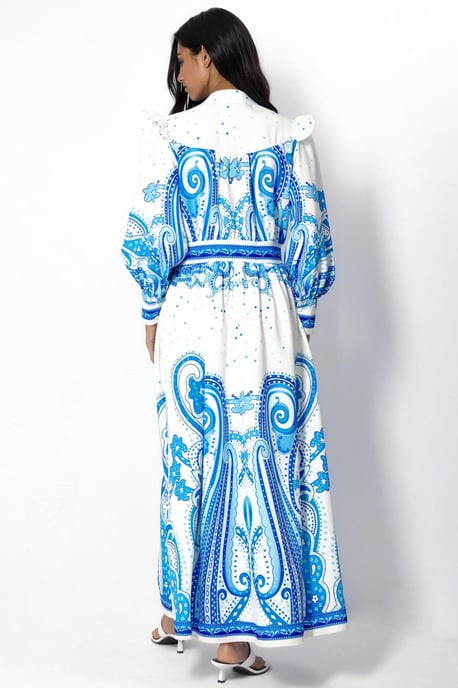 V-Ausschnitt Paisley Maxi-Kleid mit Schlitz - Image 5