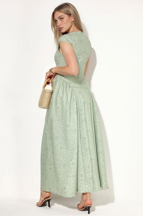 Boot-Ausschnitt Blumen-Jacquard Maxi-Kleid - Image 3
