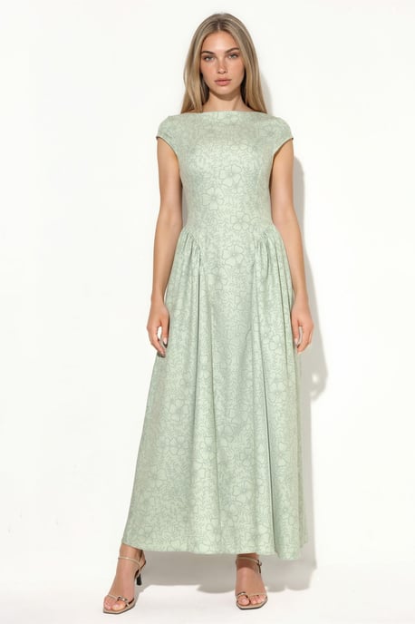 Boot-Ausschnitt Blumen-Jacquard Maxi-Kleid - Image 6