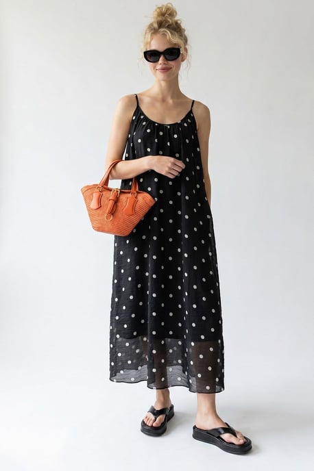 Polka-Dot A-Linien Maxikleid - Image 3