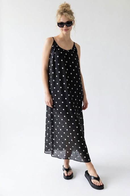 Polka-Dot A-Linien Maxikleid - Image 4