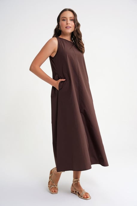 Maxi-Popelinkleid mit Taschen - Image 3