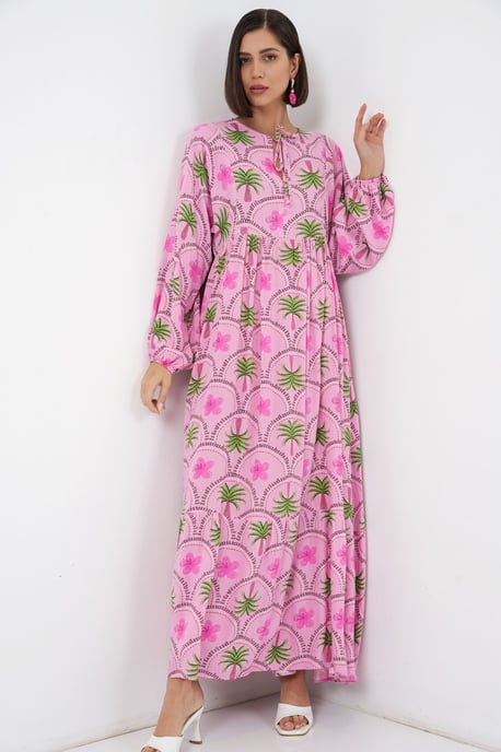 Tropisches Maxi-Kleid mit Knopfverschluss - Image 1