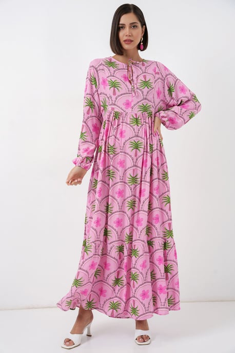 Tropisches Maxi-Kleid mit Knopfverschluss - Image 2