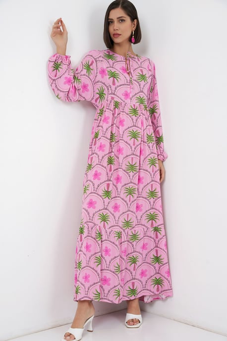 Tropisches Maxi-Kleid mit Knopfverschluss - Image 3