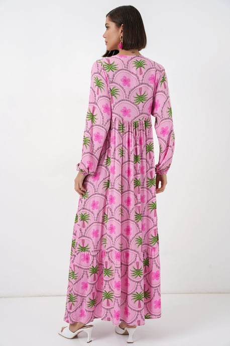 Tropisches Maxi-Kleid mit Knopfverschluss - Image 6