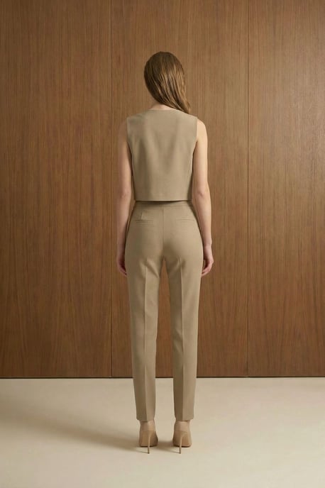 Crew-Neck Crop-Top und Hohe Taille Hose Zweiteiliges Set - Image 4