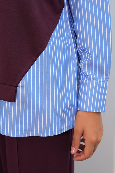 Gestreiftes Langarm Crew Neck Zweiteiliges Set - Image 5