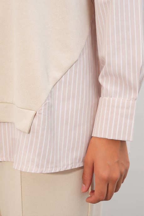 Gestreiftes Langarm Crew Neck Zweiteiliges Set - Image 5
