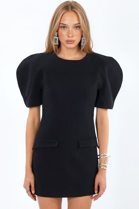 Mini-Crepé-Kleid mit Tasche und Reißverschluss - Image 1
