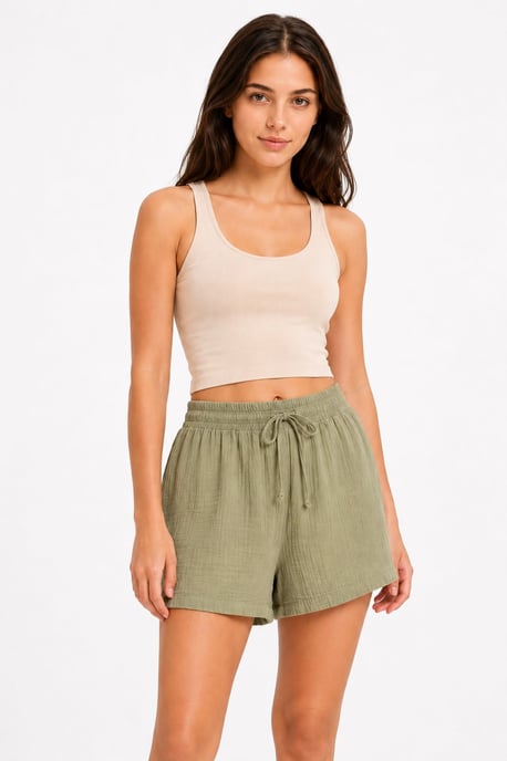 Hochtaillierte Texturierte Weite Shorts - Image 1