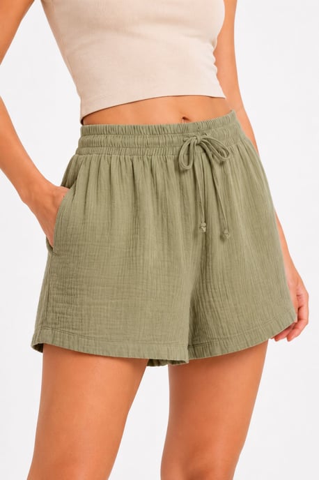 Hochtaillierte Texturierte Weite Shorts - Image 3