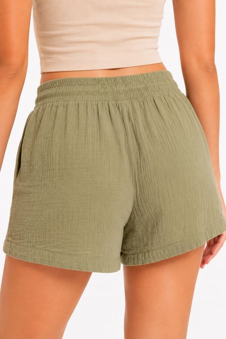 Hochtaillierte Texturierte Weite Shorts - Image 4