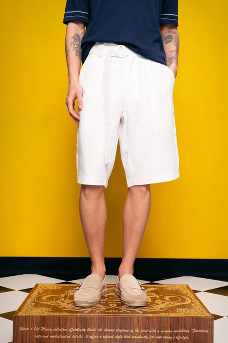 Herren Leinen-Mix Hochtaillierte Chino-Shorts - Image 1