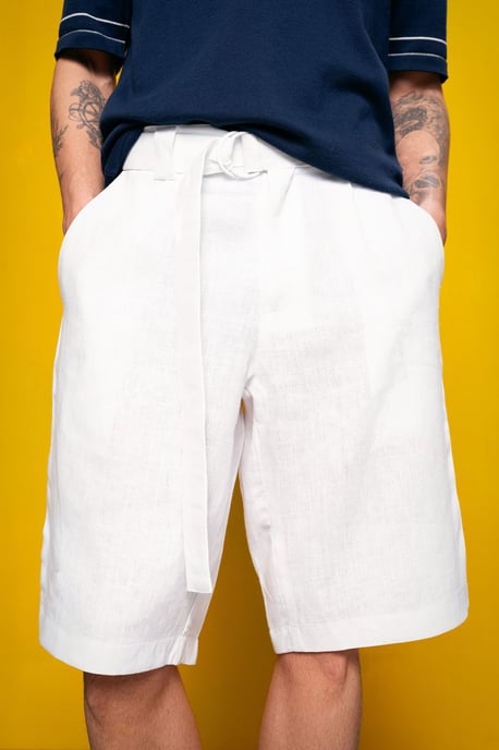 Herren Leinen-Mix Hochtaillierte Chino-Shorts - Image 4