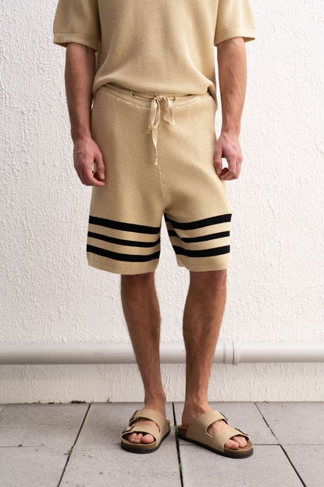 Herren Baumwollgestreifte Sweat-Shorts - Image 1