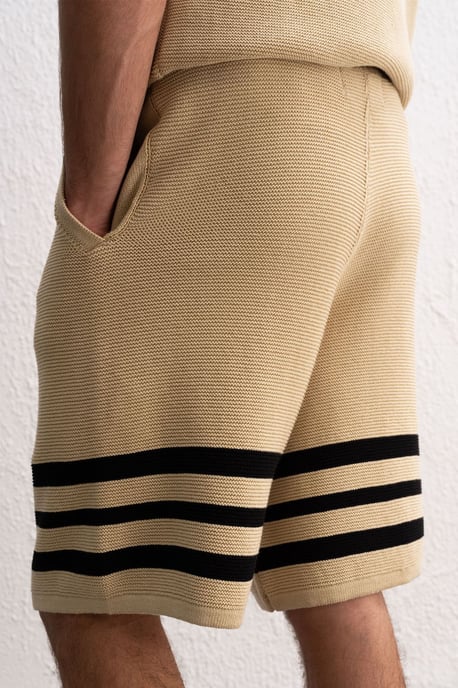 Herren Baumwollgestreifte Sweat-Shorts - Image 2