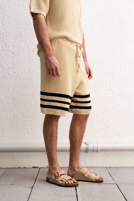 Herren Baumwollgestreifte Sweat-Shorts - Image 3