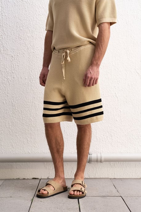 Herren Baumwollgestreifte Sweat-Shorts - Image 4