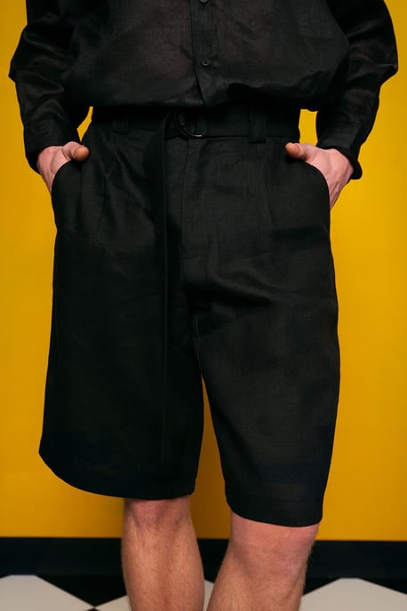 Herren Leinen-Mix Gürteltaschen maßgeschneiderte Shorts - Image 3